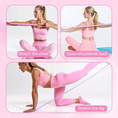 Gjinxi 2pcs Figure 8 Resistance Bands for Arms Resistance Bands with Handles for Working Out Back Leg Stretcher Portable Exercise Equipment for Yoga Pilates Stretching Physical Therapy Pink & Blue in Saudi Arabia