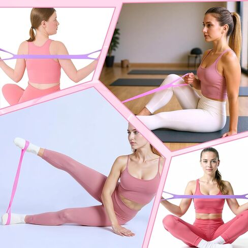 Gjinxi 2pcs Figure 8 Resistance Bands for Arms Resistance Bands with Handles for Working Out Back Leg Stretcher Portable Exercise Equipment for Yoga Pilates Stretching Physical Therapy Pink & Blue in Saudi Arabia