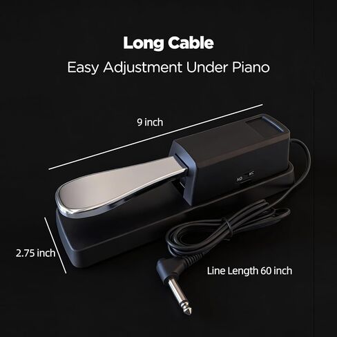 دواسة مستدامة عالمية للوحة المفاتيح/البيانو مع مفتاح قطبي - قابس 1/4 بوصة (6.5 ملم) متوافق مع البيانو الرقمي، وأجهزة تحكم MIDI ولوحات المفاتيح الإلكترونية (SP-01) in Kuwait