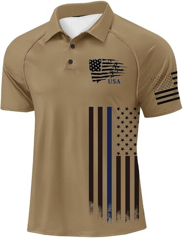 الرابع من يوليو قمصان للرجال العلم الأمريكي قميص مطبوع كم قصير يوم الاستقلال الولايات المتحدة الأمريكية الوطنية قمصان الغولف in Kuwait