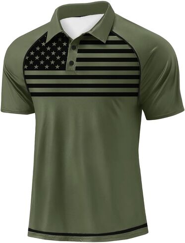 4th of July Shirts for Men American Flag Print Tshirt Short Sleeve Independence Day USA Patriotic Golf Shirts in Saudi Arabia
