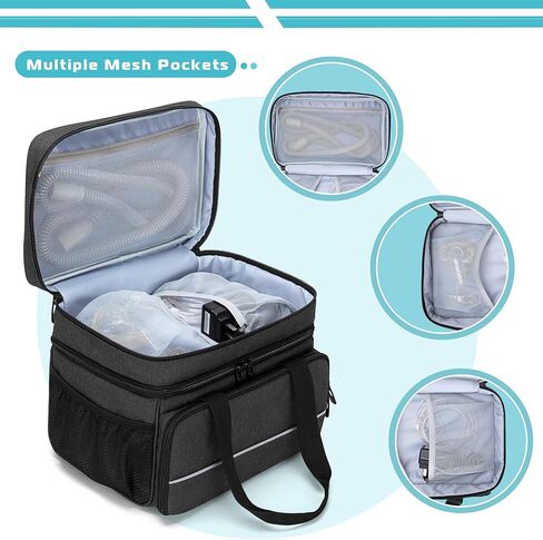 CURMIO CPAP Machine Travel Carrying Case Compatible with ResMed AirSense 11, AirSense 10, AirSense 10 elite, AirStart 10, Philips Dreamstation, 3B Medical Luna G3, and XT Fit, Black (Patented Design) in Saudi Arabia