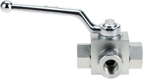 QWORK 3-Way High Pressure Hydraulic Ball Valve, 3/8" NPT Female, 7250 PSI, for Controls Flow Direction of Water, Oil, Gas in Saudi Arabia
