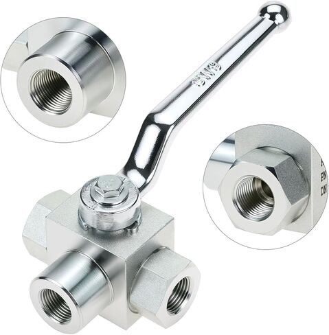QWORK 3-Way High Pressure Hydraulic Ball Valve, 3/8" NPT Female, 7250 PSI, for Controls Flow Direction of Water, Oil, Gas in Saudi Arabia