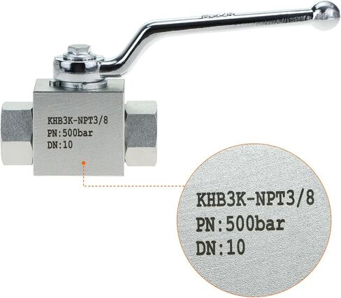 QWORK 3-Way High Pressure Hydraulic Ball Valve, 3/8" NPT Female, 7250 PSI, for Controls Flow Direction of Water, Oil, Gas in Saudi Arabia