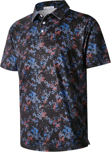 zeetoo Men's Golf Shirts Short Sleeve Polo Shirts for Men Performance Moisture Wicking Dry Fit Casual Print in Saudi Arabia