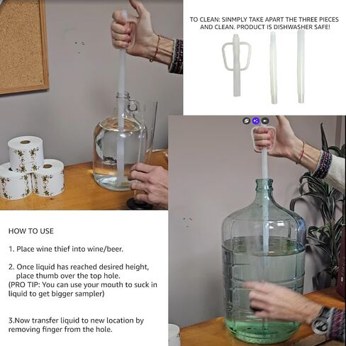 Wine Thief Sampler Slim 19" Long – For one gallon jugs - Plastic Sampler Tool for Home Brewing, Winemaking, Beer Craft, Alcohol Test Tool, Sampling Tester Kit for Carboy, Barrel, Bottling Equipment in Saudi Arabia