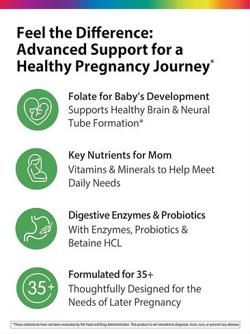 قوس قزح لايت 35+ للأم والطفل + فيتامينات متعددة | 60 كبسولة | التغذية قبل الولادة وبعدها | مغذيات غذائية حقيقية، إنزيمات هاضمة وبروبيوتيك | الفيتامينات والمعادن الأساسية للنساء in Kuwait