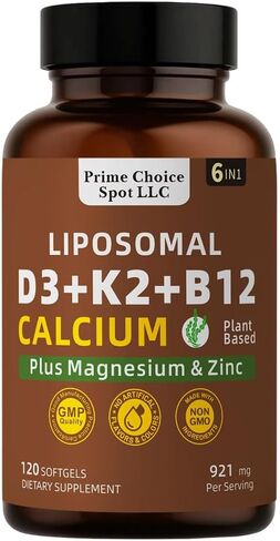 Vitamin D3 K2 B12 with Calcium Magnesium Zinc – 6-in-1 Bone & Muscle Support Complex | High Potency D3 5000 IU + K2 MK7 for Calcium Absorption, Mobility & Energy | Non-GMO, 120 Softgels in Saudi Arabia