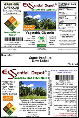 جليسرين نباتي - 1 لتر - VG من RSPO النخيل المستدام - غير معدل وراثيًا - موافق للشريعة اليهودية - دستور الأدوية الأمريكي - درجة الغذاء - موافق للشريعة اليهودية - حلال مقبول - درجة صيدلانية - حاوية HDPE محكمة الإغلاق وقابلة للإغلاق in Kuwait