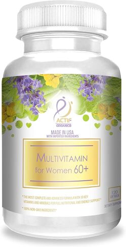 فيتامينات أكتيف المتعددة للنساء بعمر 60 عامًا فما فوق مع 30 فيتامينًا عضويًا وأعشابًا عضوية، غير معدلة وراثيًا، صنع في الولايات المتحدة الأمريكية، كمية تكفي لمدة شهرين in Kuwait