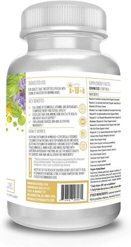 فيتامينات أكتيف المتعددة للنساء بعمر 60 عامًا فما فوق مع 30 فيتامينًا عضويًا وأعشابًا عضوية، غير معدلة وراثيًا، صنع في الولايات المتحدة الأمريكية، كمية تكفي لمدة شهرين in Kuwait