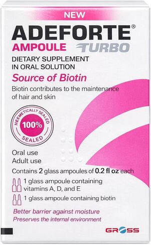 Adeforte Turbo Ampoule Biotin Supplement for Hair, Skin and Nails | Sugar Free, Gluten Free, Non-GMO in Saudi Arabia