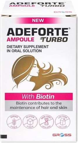 Adeforte Turbo Ampoule Biotin Supplement for Hair, Skin and Nails | Sugar Free, Gluten Free, Non-GMO in Saudi Arabia