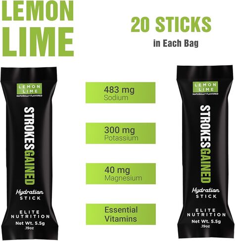 Golf Hydration Lemon Lime Electrolyte Powder – Sugar Free Drink Mix Packets – Golf Accessories for Men & Women – Golf Gifts – 20 Stick Packs in Saudi Arabia