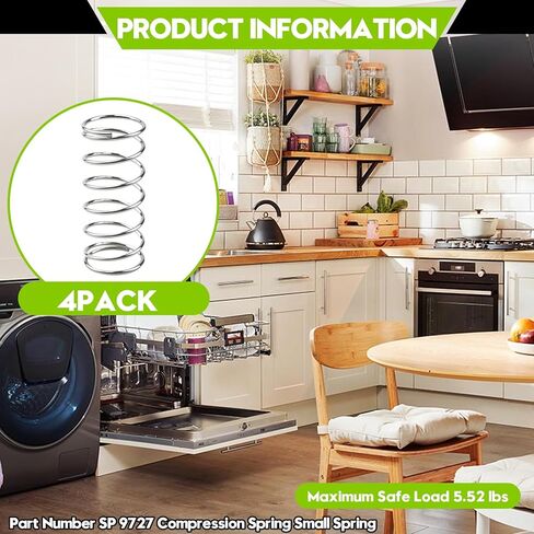 9727 نابض ضغط، نوابض صغيرة، 5/8 بوصة OD، طول 1-1/2 بوصة، قطر السلك 0.041 بوصة، هيكل فولاذي متين، فضي، حزمة من 4 in Kuwait