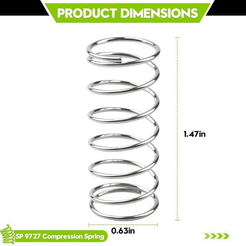 9727 نابض ضغط، نوابض صغيرة، 5/8 بوصة OD، طول 1-1/2 بوصة، قطر السلك 0.041 بوصة، هيكل فولاذي متين، فضي، حزمة من 4 in Kuwait