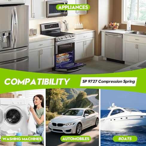 9727 نابض ضغط، نوابض صغيرة، 5/8 بوصة OD، طول 1-1/2 بوصة، قطر السلك 0.041 بوصة، هيكل فولاذي متين، فضي، حزمة من 4 in Kuwait