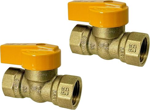 [2-Pack] PROCURU 1/2-Inch Professional Gas Ball Valve, Female Thread (FIP), Premium Handle, Heavy Duty Brass Body (3GX050-2P) in Saudi Arabia