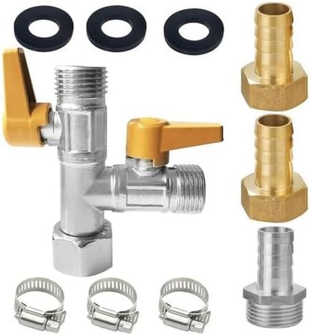 RV Winterizing Kit, 3/8" Hose Barb Copper Nickel Plated T-shaped 3-Way by-Pass Switch Valve Replacement Kit,with 3 Black Washers and 3 Clamps in Saudi Arabia