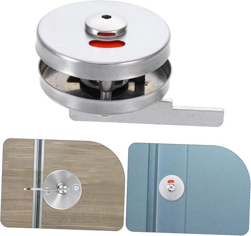 Holibanna 1pack الحمام المحتلة مؤشر القفل الفولاذ المقاوم للصدأ قفل باب الخصوصية للحمامات العامة سهلة التركيب أكشاك الحمام الآمن الاستخدام التجاري in Kuwait