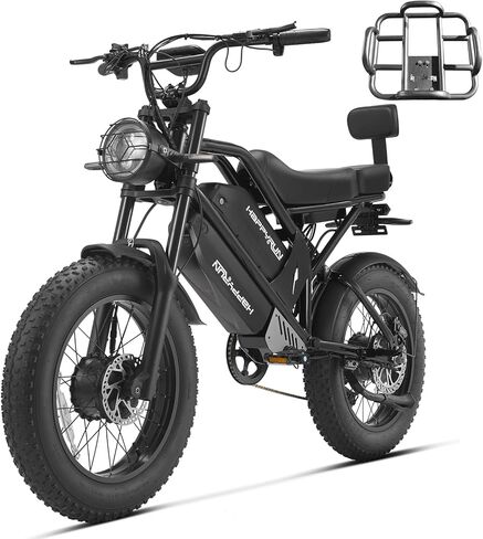 HAPPYRUN Dual Motor Electric Bike for Adults 5000W Peak Removable 38Ah Battery All-Terrain 20" Fat Tire Ebike 36MPH 85+ Miles Hydraulic Disc Brake Electric Dirt Bike G70 Pro in Saudi Arabia
