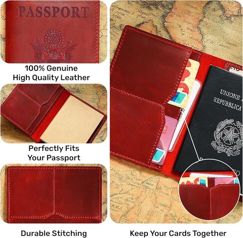 HIFA Leather Passport Holder, Handmade Passport Cover with Card and Ticket Slot - Genuine Leather, Elegant Design, Easy Access - Passport Case, Passport Wallet, Passport Holder in Saudi Arabia