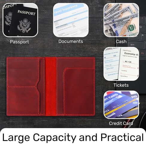 HIFA Leather Passport Holder, Handmade Passport Cover with Card and Ticket Slot - Genuine Leather, Elegant Design, Easy Access - Passport Case, Passport Wallet, Passport Holder in Saudi Arabia