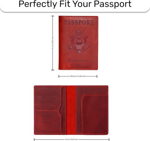 HIFA Leather Passport Holder, Handmade Passport Cover with Card and Ticket Slot - Genuine Leather, Elegant Design, Easy Access - Passport Case, Passport Wallet, Passport Holder in Saudi Arabia