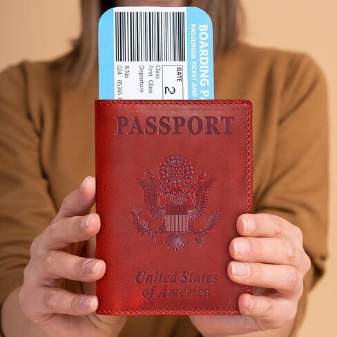 HIFA Leather Passport Holder, Handmade Passport Cover with Card and Ticket Slot - Genuine Leather, Elegant Design, Easy Access - Passport Case, Passport Wallet, Passport Holder in Saudi Arabia
