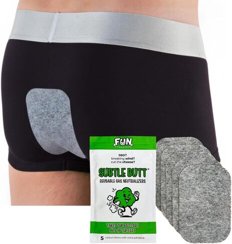 Subtle Butt Disposable Activated Charcoal Odor Absorber for Gas Relief for Adults, Flatulence Deodorizing Pad, 5 Pack Thin Carbon Fart Filter Underwear & Gag Gifts That Actually Work in Saudi Arabia
