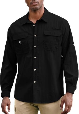 Fishing Shirts for Men Long Sleeve Mens Shirts Sun Protection Quick Dry Shirt Men for Travel Safari Hiking in Saudi Arabia