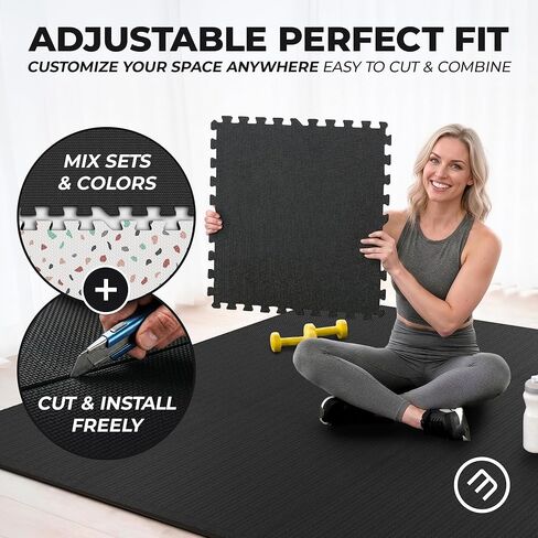 مجموعة سجادات صالة الألعاب الرياضية bemaxx - 12 قطعة من بلاط الأرضيات الإسفنجي المتشابك EVA (24.4 بوصة × 24.4 بوصة × 0.4 بوصة) 48 قدمًا مربعًا أرضيات رياضية واقية للتمارين الرياضية المنزلية وتمارين التمارين الرياضية والألغاز واللياقة البدنية وغرفة اللعب و in Kuwait