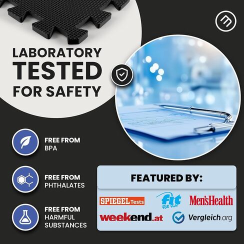 مجموعة سجادات صالة الألعاب الرياضية bemaxx - 12 قطعة من بلاط الأرضيات الإسفنجي المتشابك EVA (24.4 بوصة × 24.4 بوصة × 0.4 بوصة) 48 قدمًا مربعًا أرضيات رياضية واقية للتمارين الرياضية المنزلية وتمارين التمارين الرياضية والألغاز واللياقة البدنية وغرفة اللعب و in Kuwait