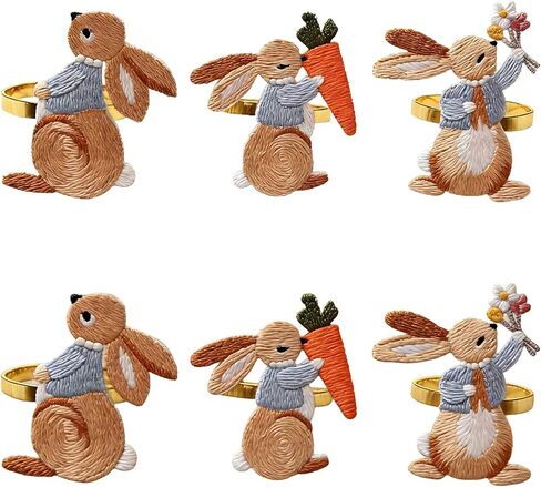 Easter Napkin Rings Set of 6, Bunny Rabbit Spring Table Decorations for Easter Dinner – Festive Napkin Holders for Holiday & Party Table Setting in Saudi Arabia
