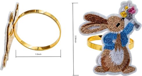 Easter Napkin Rings Set of 6, Bunny Rabbit Spring Table Decorations for Easter Dinner – Festive Napkin Holders for Holiday & Party Table Setting in Saudi Arabia