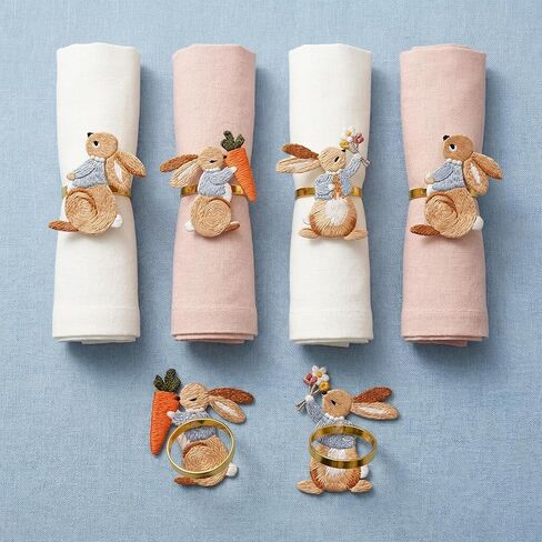 Easter Napkin Rings Set of 6, Bunny Rabbit Spring Table Decorations for Easter Dinner – Festive Napkin Holders for Holiday & Party Table Setting in Saudi Arabia