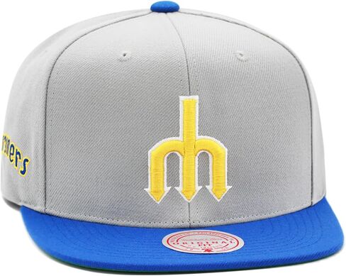 قبعة Mitchell & Ness Seattle Mariners Cooperstown MLB Away Snapback Hat - رمادي/ملكي in Kuwait
