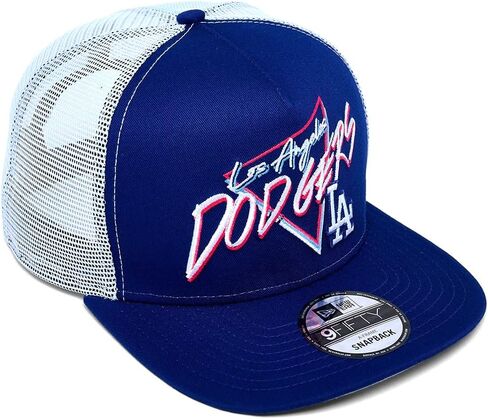 New Era LA Los Angeles Dodgers 9FIFTY A-Frame Trucker Snapback Cap, Adjustable Hat Navy Blue in Saudi Arabia