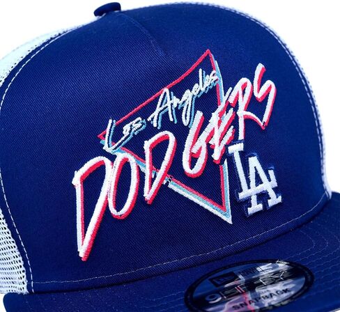 New Era LA Los Angeles Dodgers 9FIFTY A-Frame Trucker Snapback Cap, Adjustable Hat Navy Blue in Saudi Arabia