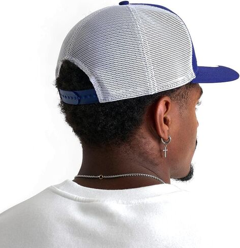 New Era LA Los Angeles Dodgers 9FIFTY A-Frame Trucker Snapback Cap, Adjustable Hat Navy Blue in Saudi Arabia