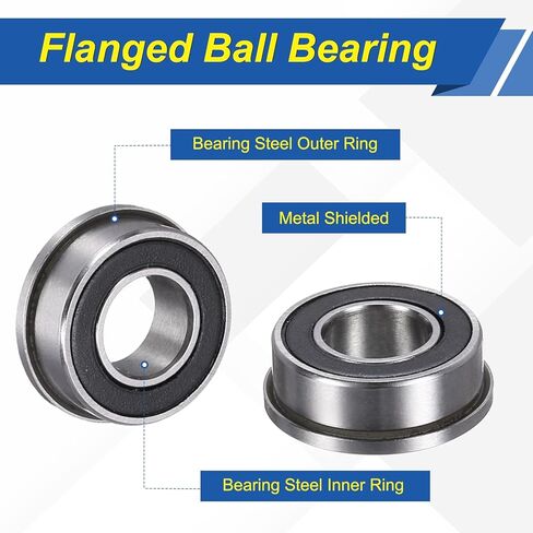 uxcell 4Pcs FR188-2RS Flanged Ball Bearings, 1/4" x 1/2" x 3/16" Double Sealed Chrome Steel Deep Groove Bearing, ABEC5 in Saudi Arabia