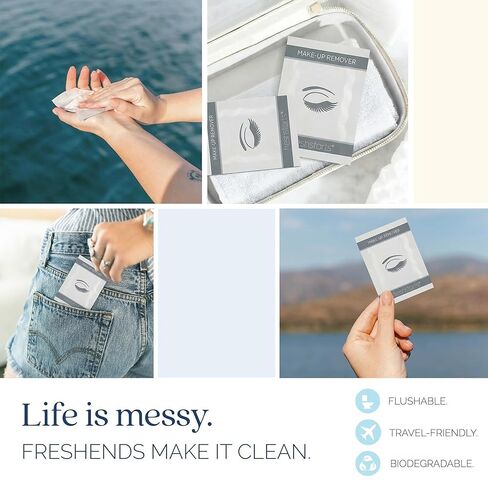 Freshends Flushable Individually Wrapped Wipes – 100 Bulk Pack Luxurious Towelettes, Guest Bathroom Essentials for Weddings, Restaurants, Bars & Clubs – Blue, Travel-Size, Disposable in Saudi Arabia