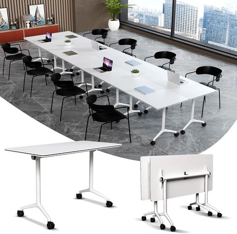 Folding Conference Table, Mobile Conference Table with Rolling Casters, Modular Flip Top Seminar Training Table for Office Meeting Room (6, 47.2in) in Saudi Arabia