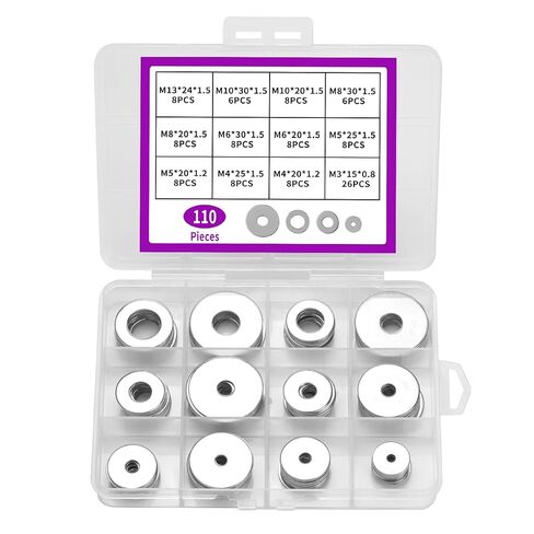 110 قطعة من الغسالات المسطحة للبراغي، وغسالات الرفارف المصنوعة من الفولاذ المقاوم للصدأ، ومجموعة غسالات مسطحة من الفولاذ المقاوم للصدأ متنوعة، وغسالة معدنية للبراغي والأجهزة المنزلية والسيارات الصناعية (M3-M13) in Kuwait