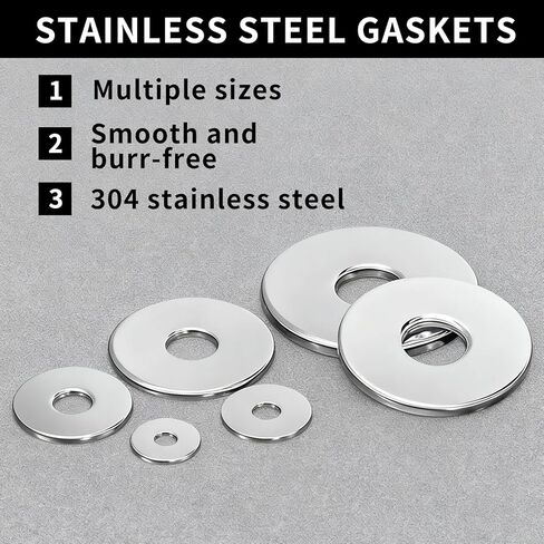 110 قطعة من الغسالات المسطحة للبراغي، وغسالات الرفارف المصنوعة من الفولاذ المقاوم للصدأ، ومجموعة غسالات مسطحة من الفولاذ المقاوم للصدأ متنوعة، وغسالة معدنية للبراغي والأجهزة المنزلية والسيارات الصناعية (M3-M13) in Kuwait