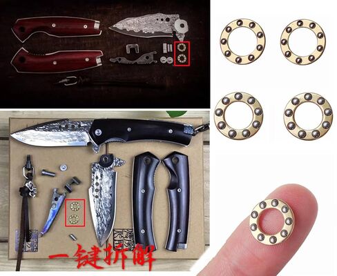 غسالة تحمل سكاكين الجيب DIY، حشية نحاسية من الفولاذ المقاوم للصدأ 1.588 مم حلقات خرز كروية، سكين قابل للطي دبوس محوري ميسون شيم - حزمة من قطعتين in Kuwait