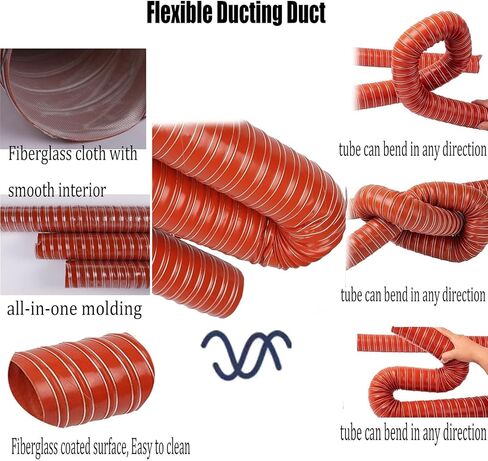 Flexible Duct Hose 1-10m, 1"-12" Diameter, Heavy-Duty Exhaust Hose for Fans, Fiberglass Ventilation for Industrial & Automotive Use, Durable & Lightweight in Saudi Arabia