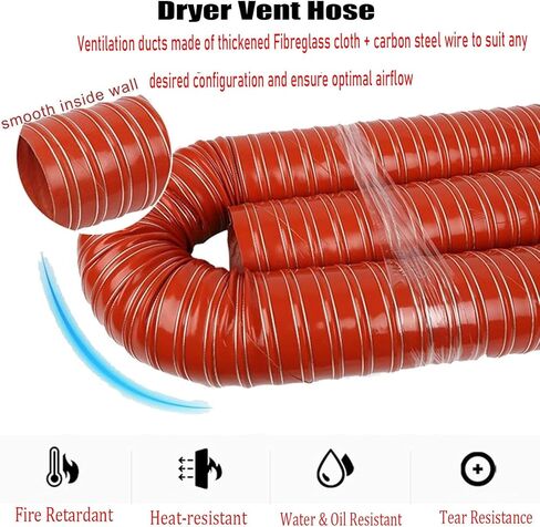 Flexible Duct Hose 1-10m, 1"-12" Diameter, Heavy-Duty Exhaust Hose for Fans, Fiberglass Ventilation for Industrial & Automotive Use, Durable & Lightweight in Saudi Arabia