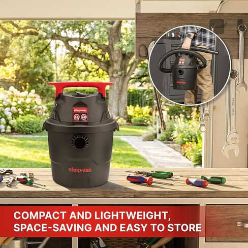 Shop-Vac 1.5 جالون 2.0 مكنسة كهربائية رطبة/جافة، مكنسة كهربائية صغيرة محمولة للمتجر مع ملحقات، مكنسة كهربائية صغيرة للمرآب والسيارة والمنزل والحيوانات الأليفة in Saudi Arabia